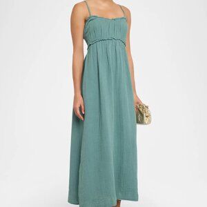 Xirena Dusty Sage Jacinda Ruffle Trim Cotton Gauze Maxi Dress S